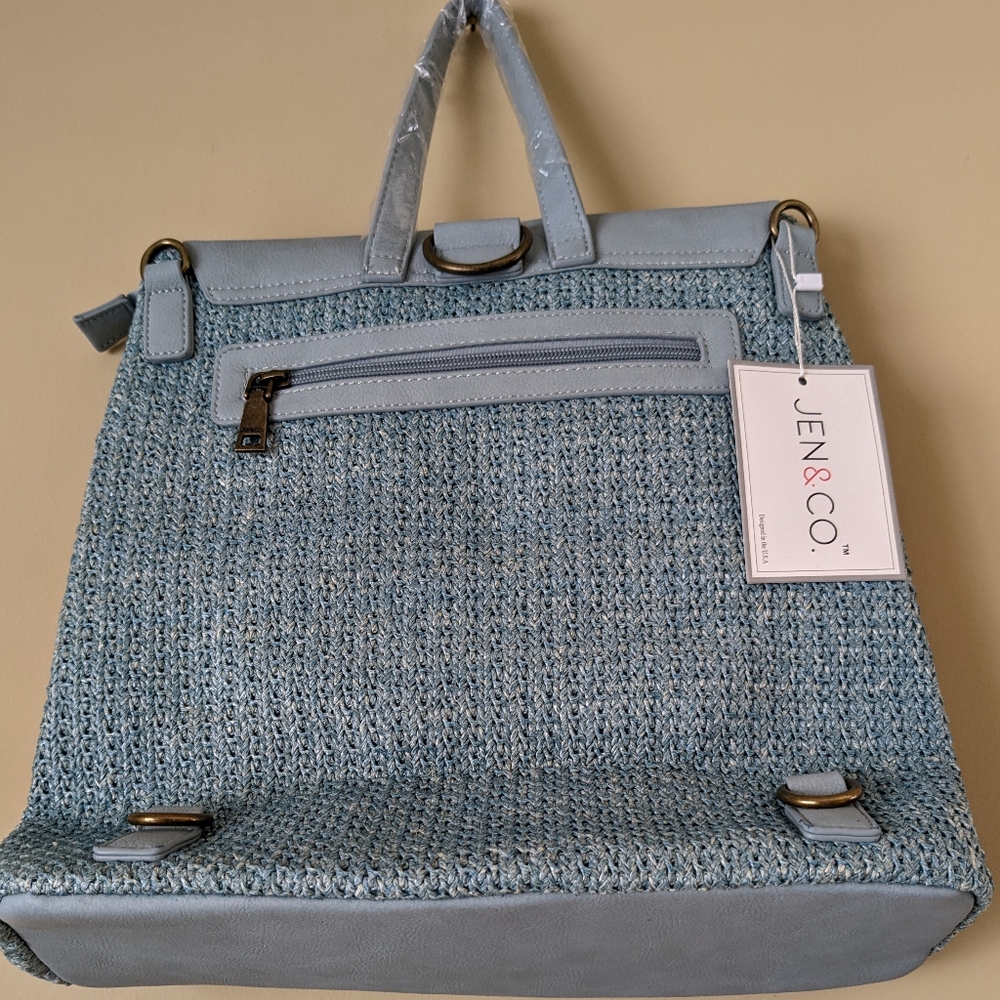 Woven Convertible Backpack with Flapover Closure - Picture 2 of 8